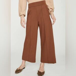 Brochy Walker Rhodes High Rise Wide Leg Crop Trousers XS Brown Pull On Stretch